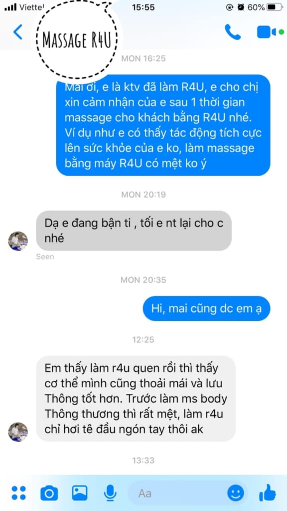 Phản hồi massage R4U