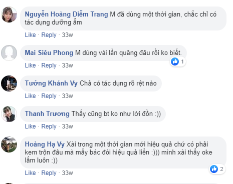 Nhận xét dùng kem mắt không hiệu quả trên các hội nhóm làm đẹp.