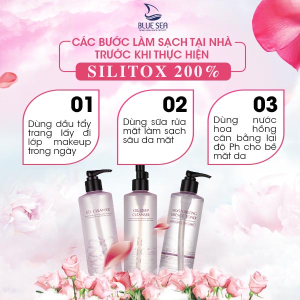 Các bước làm sạch da mặt tại nhà trước khi thực hiện Silitox 200%.