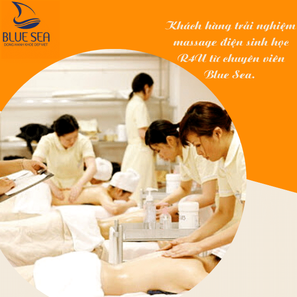 Chuyên viên công ty Bluesea trải nghiệm cho khách hàng điện sinh học r4u.