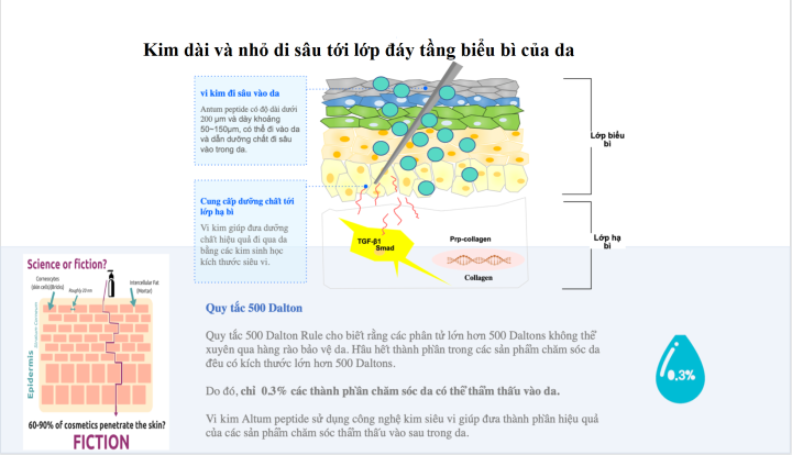 Cơ chế vi kim tác động vào cấu trúc da.